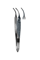 Graefe Forceps, Curved, 1 x 2 Teeth 2 1/2" (6.5 cm) - Garana Industries