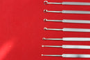 Buck Ear Curette Set of 7 Piece Sharp Point Flate handle overall length 6.5"